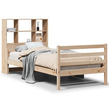 Bed Met Boekenkast Zonder Matras Massief Grenenhout 90 x 200 cm Naturel
