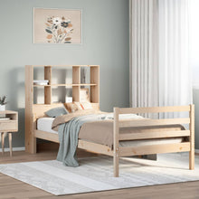 Bed Met Boekenkast Zonder Matras Massief Grenenhout 90 x 200 cm Naturel