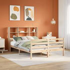 Bed met boekenkast zonder matras massief grenenhout 140x200 cm