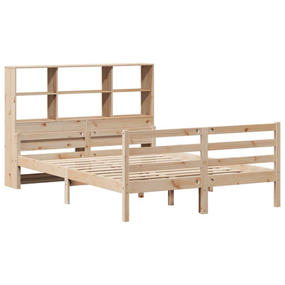 Bed Met Boekenkast Zonder Matras Massief Grenenhout 160 x 200 cm Naturel
