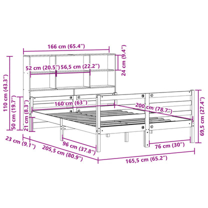 Bed Met Boekenkast Zonder Matras Grenenhout 160 x 200 cm