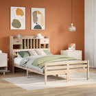 Bed met boekenkast zonder matras massief grenenhout 135x190 cm