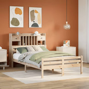 Bed massief grenenhout 135x190 cm met boekenkast