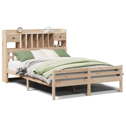 Bed met boekenkast zonder matras massief grenenhout 140x190 cm