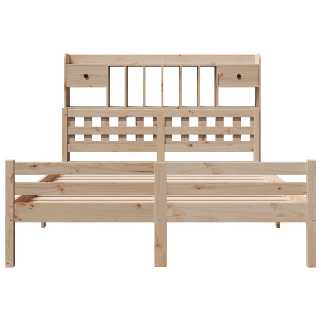 Bed met boekenkast zonder matras massief grenenhout 140x190 cm