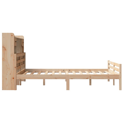 Bed met boekenkast zonder matras massief grenenhout 140x190 cm