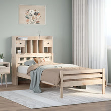 Bed Met Boekenkast Zonder Matras Massief Grenenhout 90X200 Cm 90 x 200cm Naturel