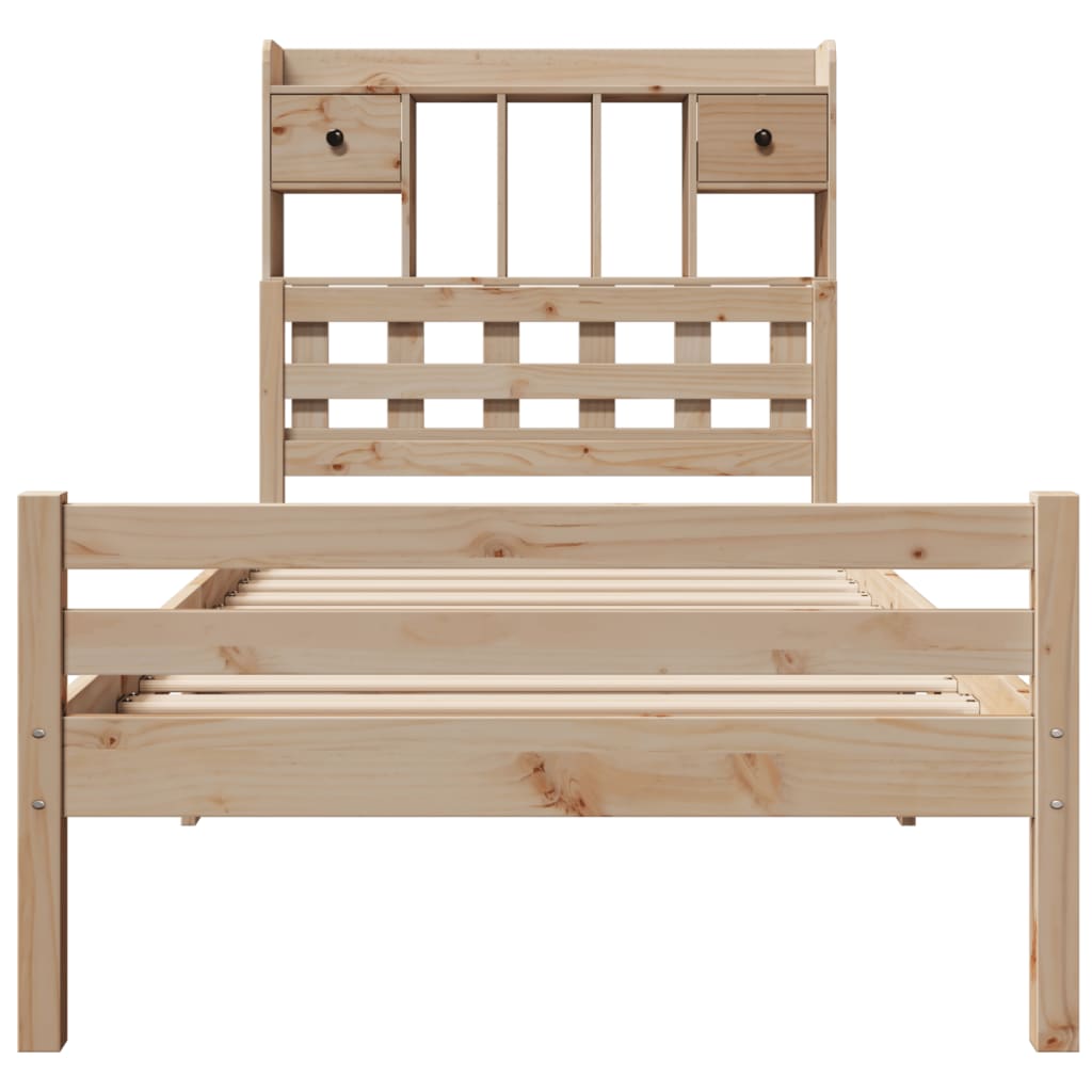 Bed met boekenkast zonder matras massief grenenhout 100x200 cm
