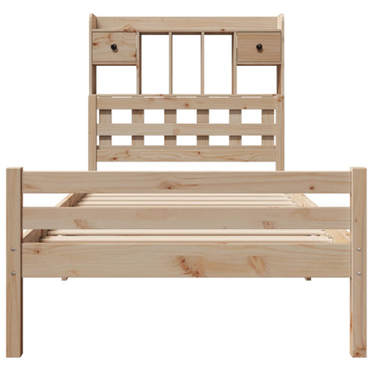Bed met boekenkast zonder matras massief grenenhout 100x200 cm