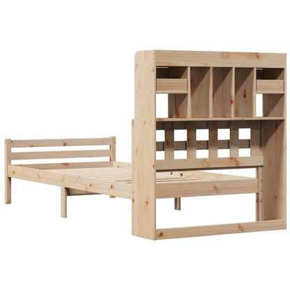 Bed met boekenkast zonder matras massief grenenhout 100x200 cm