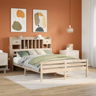 Bed met boekenkast zonder matras massief grenenhout 140x200 cm