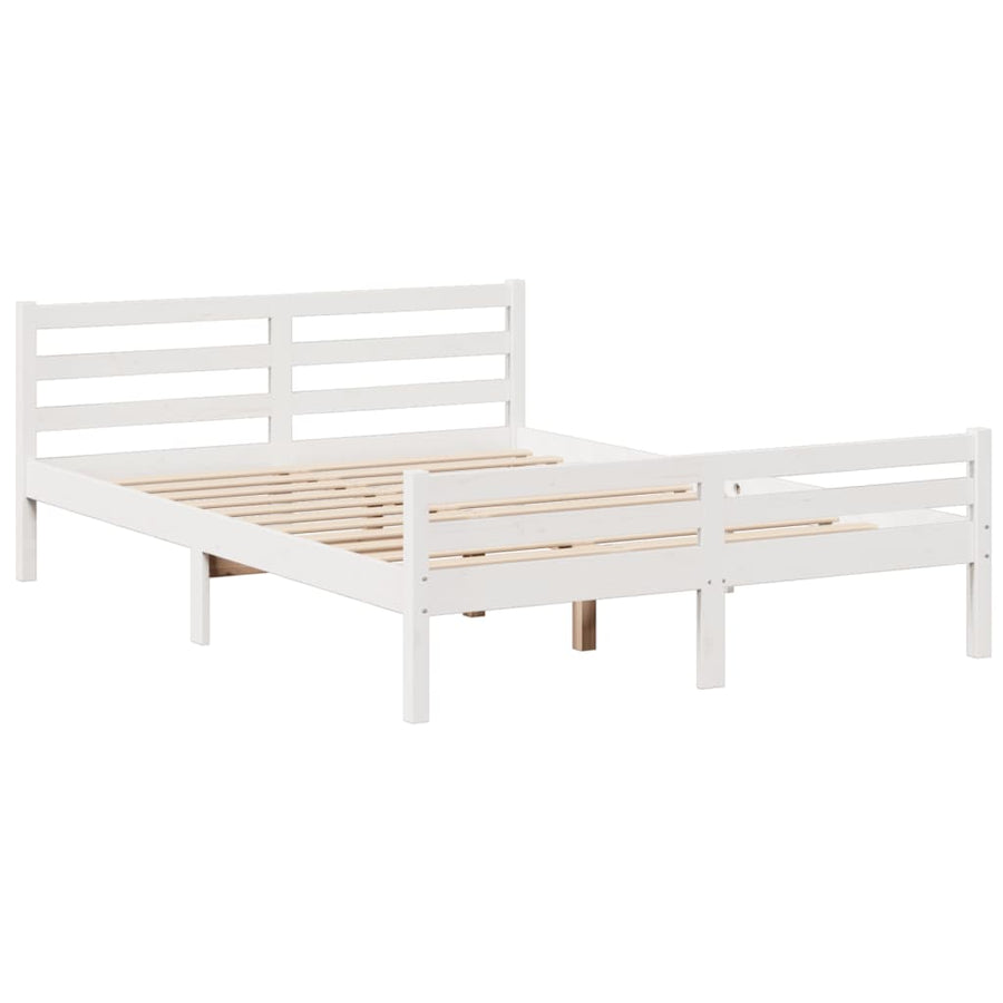 Bed met boekenkast zonder matras grenenhout wit 140x200 cm