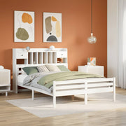 Bed met boekenkast grenenhout wit 140x200 cm