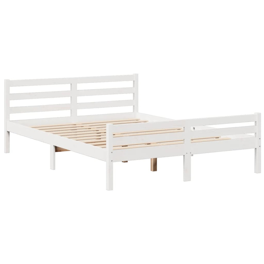 Bed met boekenkast zonder matras grenenhout wit 150x200 cm