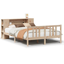 Bed met boekenkast zonder matras massief grenenhout 135x190 cm