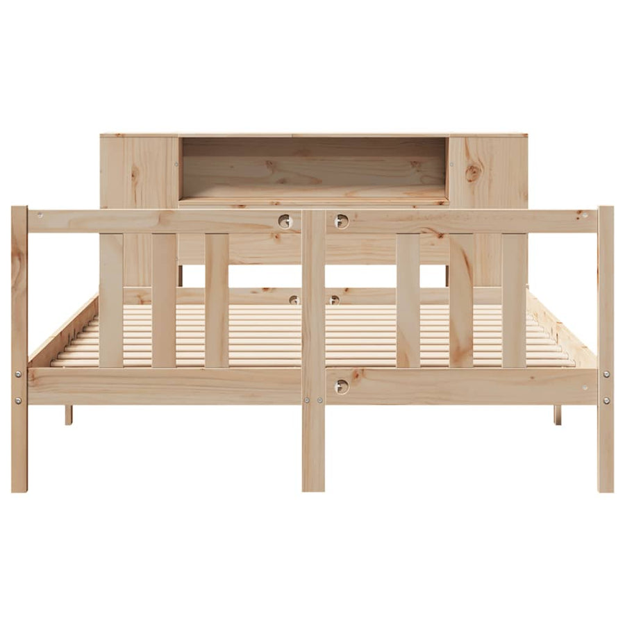 Bed met boekenkast zonder matras massief grenenhout 135x190 cm