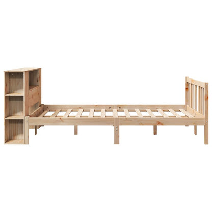Bed met boekenkast zonder matras massief grenenhout 135x190 cm