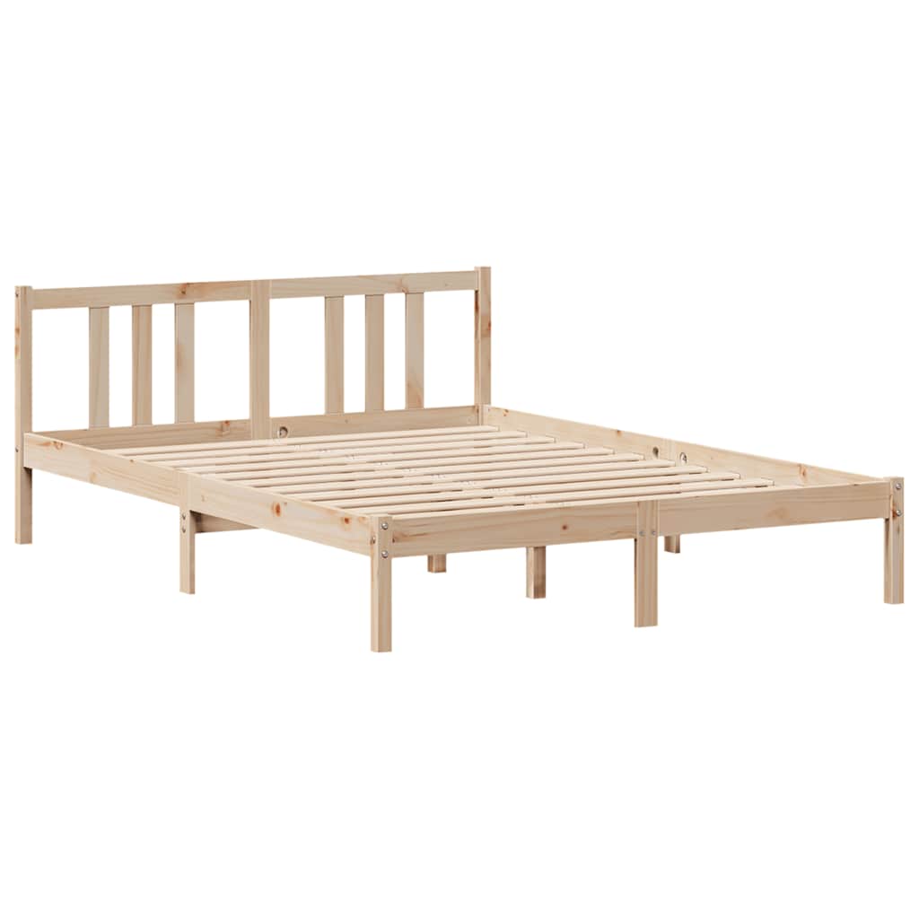 Bed met boekenkast zonder matras massief grenenhout 135x190 cm