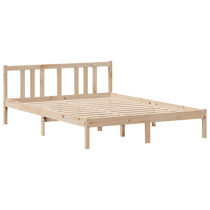 Bed met boekenkast zonder matras massief grenenhout 135x190 cm