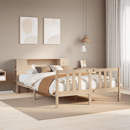 Bed met boekenkast zonder matras massief grenenhout 135x190 cm