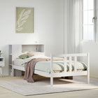 Bed met boekenkast zonder matras grenenhout wit 100x200 cm