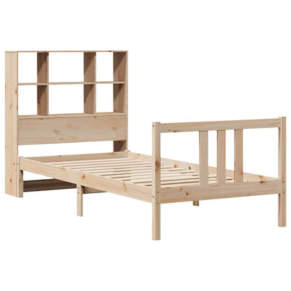Bed Met Boekenkast Zonder Matras Massief Grenenhout 90 x 190 cm Naturel