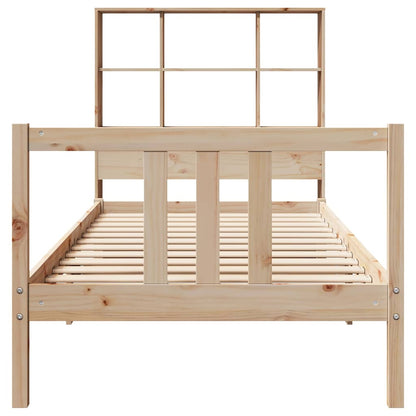Bed Met Boekenkast Zonder Matras Massief Grenenhout 90 x 190 cm Naturel