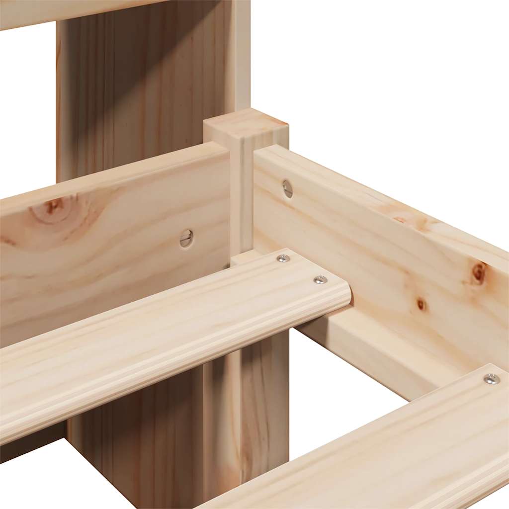 Bed Met Boekenkast Zonder Matras Massief Grenenhout 90 x 190 cm Naturel