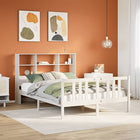 Bed met boekenkast zonder matras grenenhout wit 150x200 cm