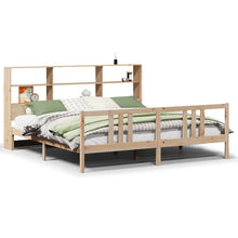 Bed Met Boekenkast Zonder Matras Massief Grenenhout 180 x 200 cm Naturel