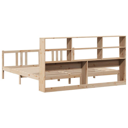 Bed Met Boekenkast Zonder Matras Massief Grenenhout 180 x 200 cm Naturel