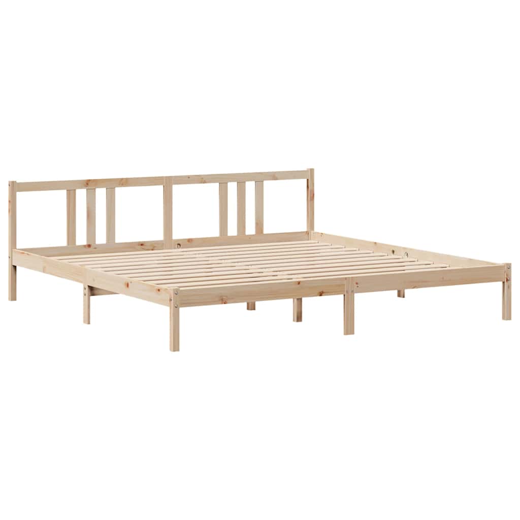Bed Met Boekenkast Zonder Matras Massief Grenenhout 180 x 200 cm Naturel