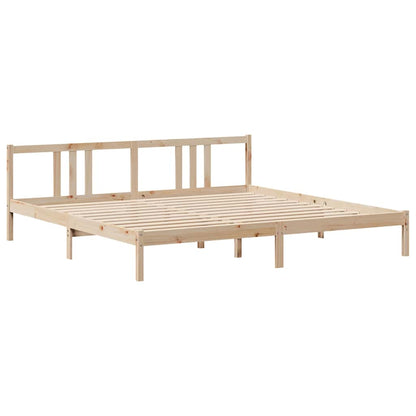Bed Met Boekenkast Zonder Matras Massief Grenenhout 180 x 200 cm Naturel