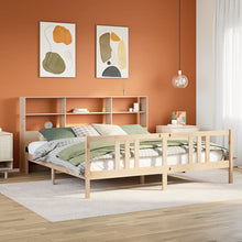 Bed Met Boekenkast Zonder Matras Massief Grenenhout 180 x 200 cm Naturel