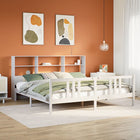 Bed met boekenkast zonder matras grenenhout wit 200x200 cm