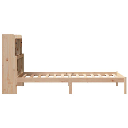 Bed Met Boekenkast Zonder Matras Massief Grenenhout 90 x 190 cm Naturel