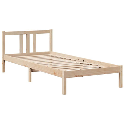Bed Met Boekenkast Zonder Matras Massief Grenenhout 90 x 190 cm Naturel