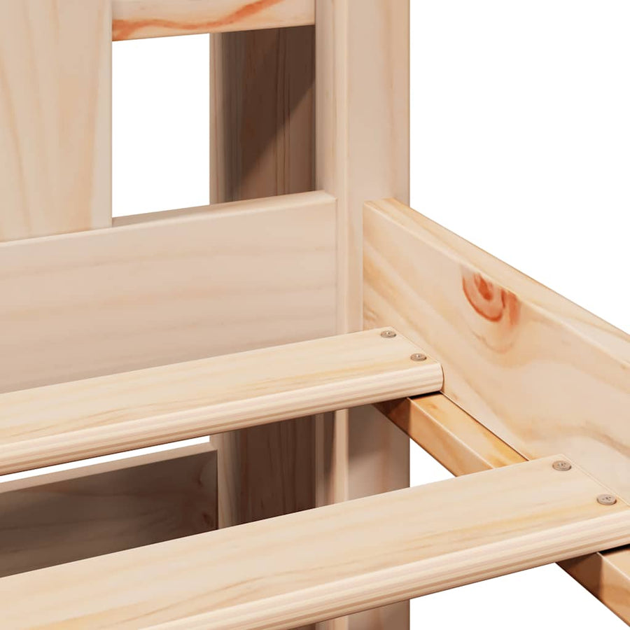 Bed Met Boekenkast Zonder Matras Massief Grenenhout 90 x 190 cm Naturel