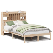 Bed Met Boekenkast Zonder Matras Massief Grenenhout 135 x 190 cm Naturel
