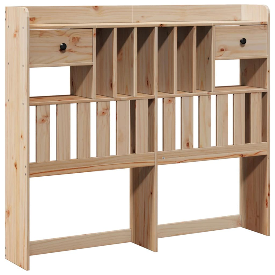Bed Met Boekenkast Zonder Matras Massief Grenenhout 135 x 190 cm Naturel