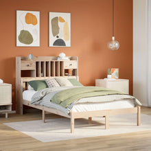 Bed Met Boekenkast Zonder Matras Massief Grenenhout 135 x 190 cm Naturel