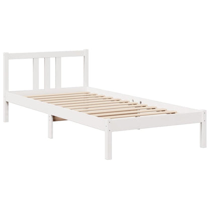 Bed met boekenkast zonder matras grenenhout wit 90x200 cm