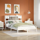 Bed met boekenkast zonder matras grenenhout wit 150x200 cm