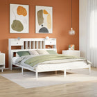 Bed met boekenkast zonder matras grenenhout wit 200x200 cm