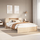 Bed met boekenkast zonder matras massief grenenhout 135x190 cm