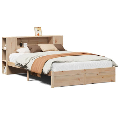 Bed met boekenkast zonder matras massief grenenhout 140x190 cm