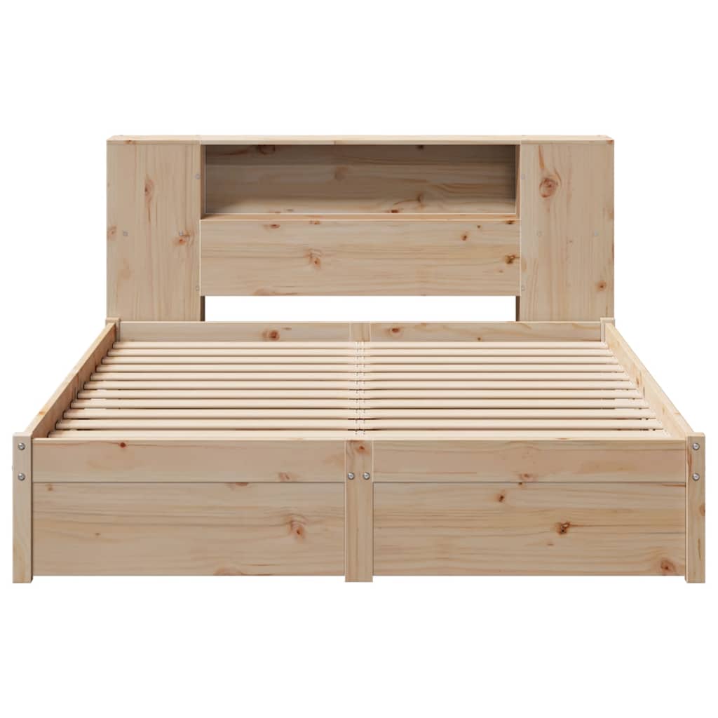 Bed met boekenkast zonder matras massief grenenhout 140x190 cm