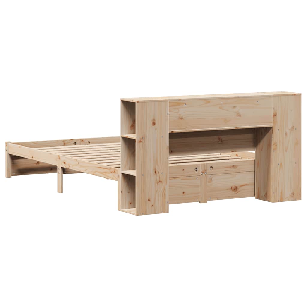 Bed met boekenkast zonder matras massief grenenhout 140x190 cm