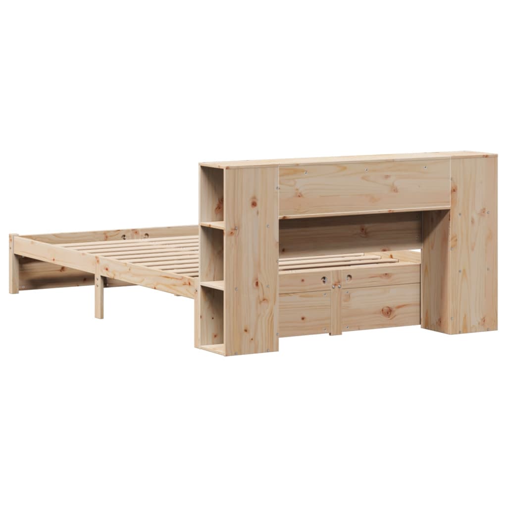 Bed met boekenkast zonder matras massief grenenhout 120x200 cm