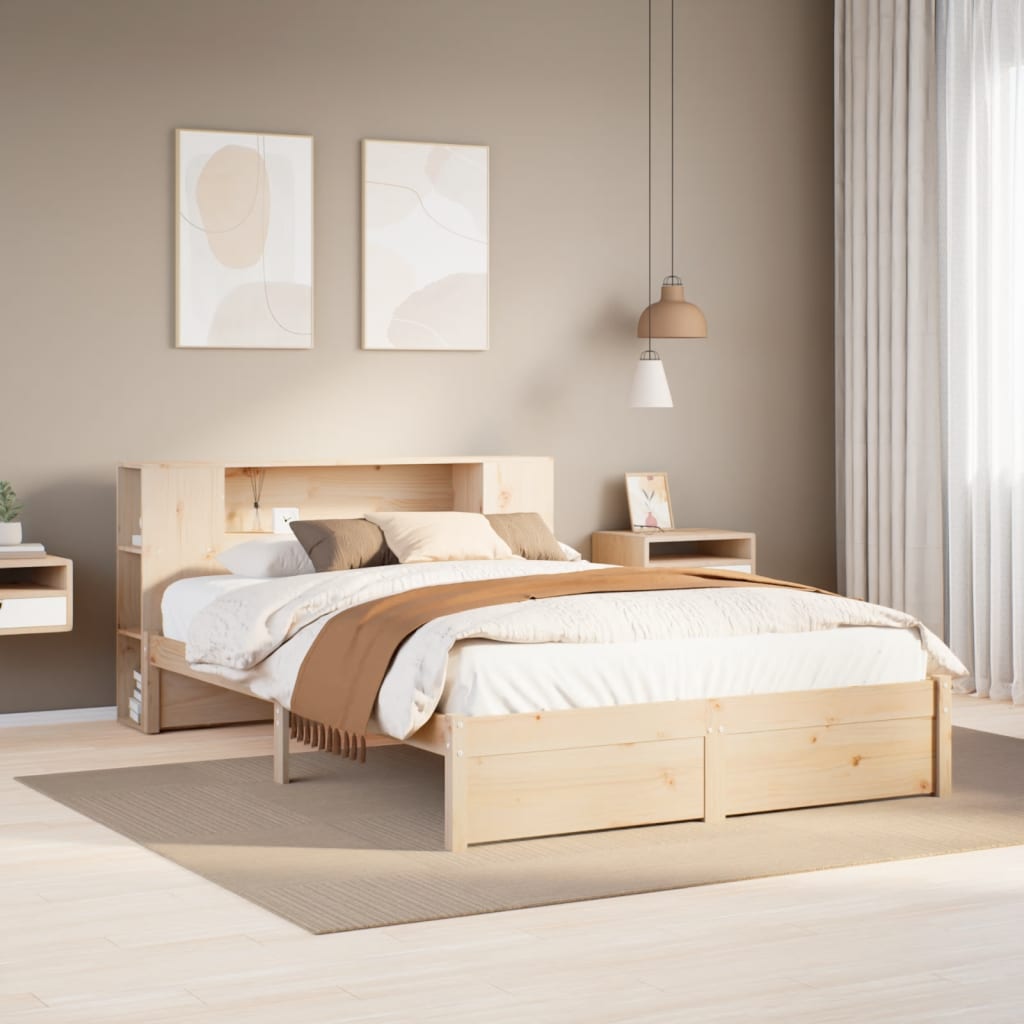 Bed met boekenkast zonder matras massief grenenhout 120x200 cm